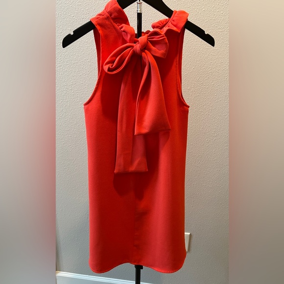 DO+BE Women’s Vibrant Coral Sleeveless Dress with ruffle tie detail Size S - Picture 4 of 9